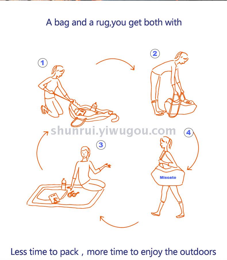 Foreign trade hot style Miscato outdoor multi-purpose waterproof carpet lightweight travel bag beach bag picnic blanket.