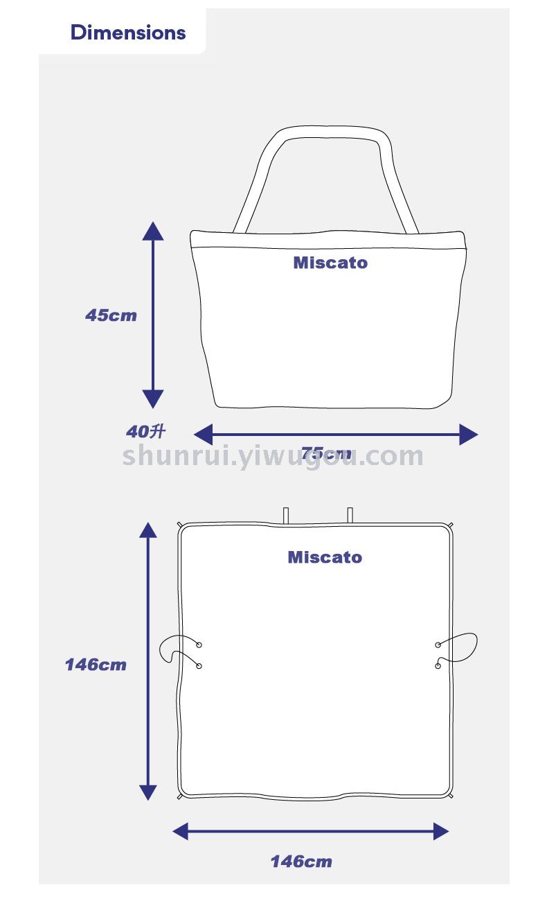 Foreign trade hot style Miscato outdoor multi-purpose waterproof carpet lightweight travel bag beach bag picnic blanket.