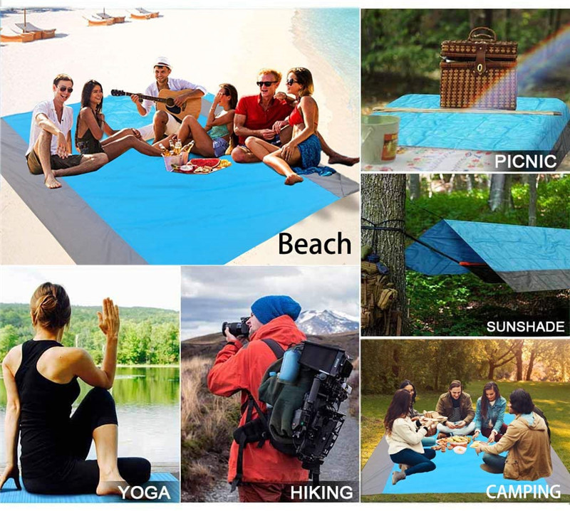 Pocket Picnic Mat Waterproof Light and Portable Foldable Cushion Outdoor Nylon 2*2 Beach Blanket Travel Pocket Picnic Mat Waterproof Light and Portable Foldable Cushion Outdoor Nylon 2*2 Beach Blanket Travel