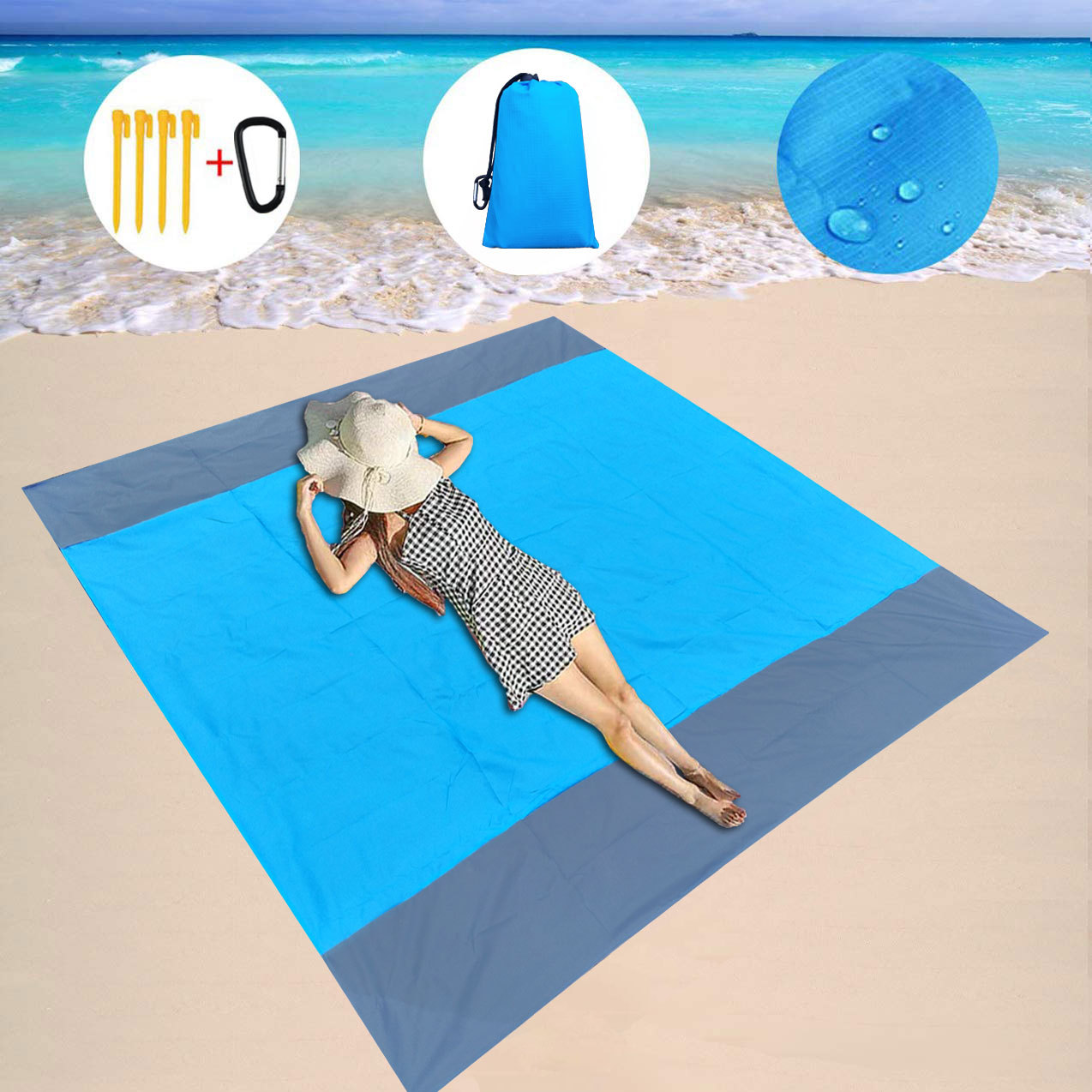 New Camping Outdoor Picnic Mat Waterproof and Foldable Pocket Beach Mat Beach Camping Picnic Blanket Factory Wholesale