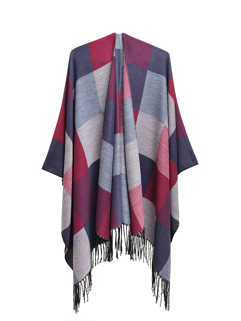 Tassel Color Plaid Cape Cardigan Air-Conditioned Room Outdoor Shawl Autumn and Winter Warm Fashion Cover Blanket Scarf Tassel Color Plaid Cape Cardigan Air-Conditioned Room Outdoor Shawl Autumn and Winter Warm Fashion Cover Blanket Scarf