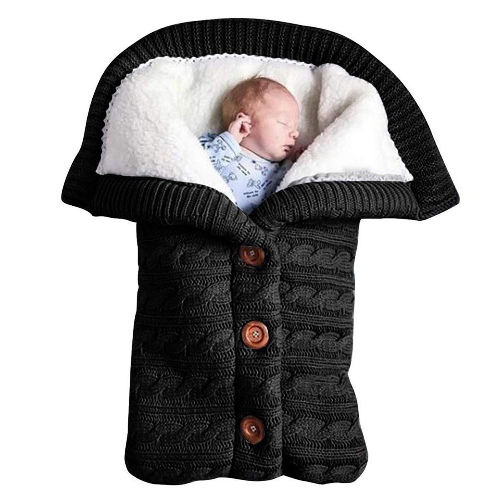 Thick Type European and American Autumn Winter Baby Stroller Sleeping Bag Outdoor Button Baby Knitted Sleeping Bag Wool plus Velvet Thickened Baby&#039;s Blanket
