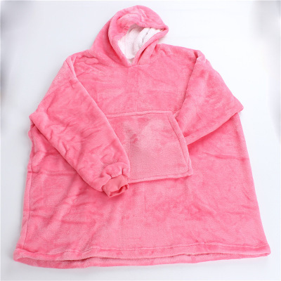 Thickened TV Lazy Blanket Lazy Pajamas Cold-Proof Clothes Hooded Nightgown Outdoor Solid Color Thermal Clothes Fleece-Lined TV Blanket