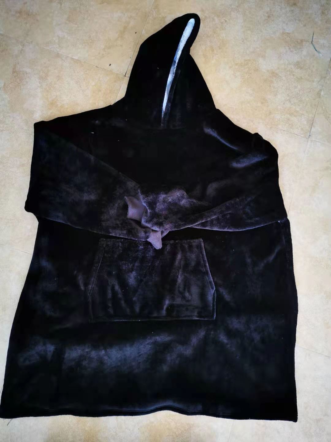 Thickened TV Lazy Blanket Lazy Pajamas Cold-Proof Clothes Hooded Nightgown Outdoor Solid Color Thermal Clothes Fleece-Lined TV Blanket