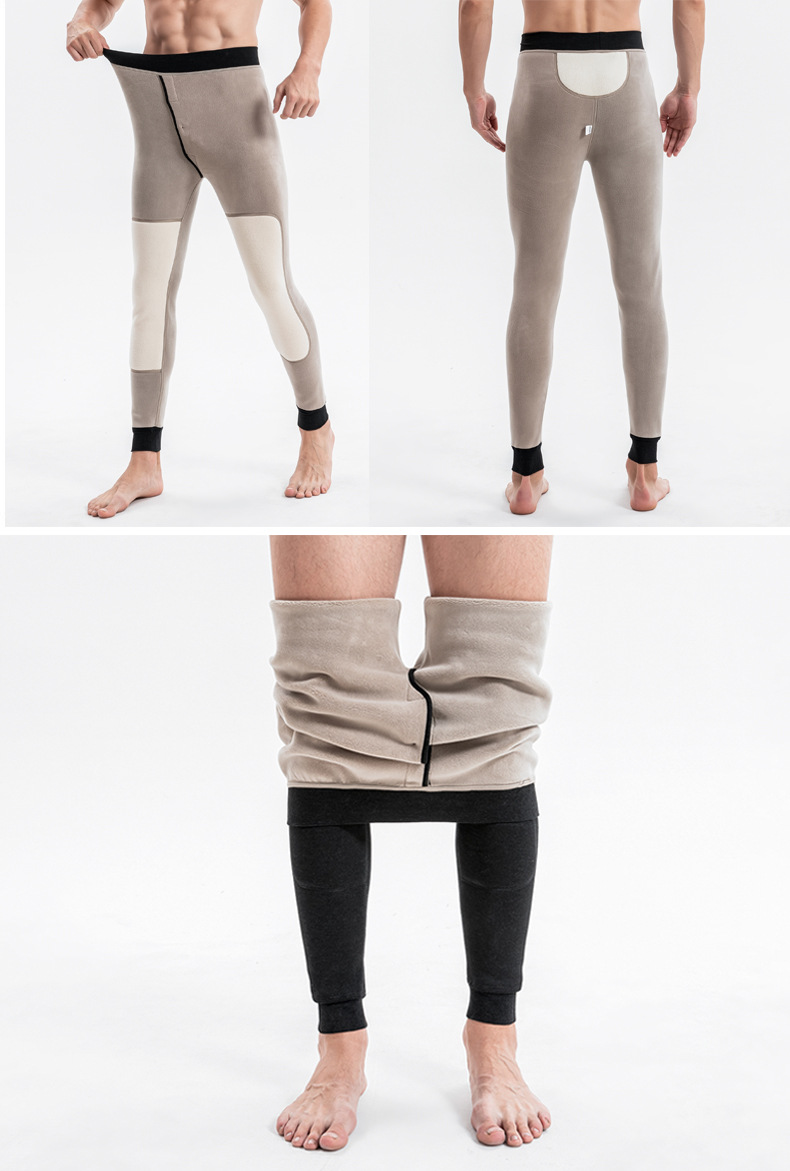 Men's Warm and Hot Velvet Snow Pants Series Fleece Thick Kneecap Mink Fleece Winter Thermal Pants High Waist Cotton-Padded Pants