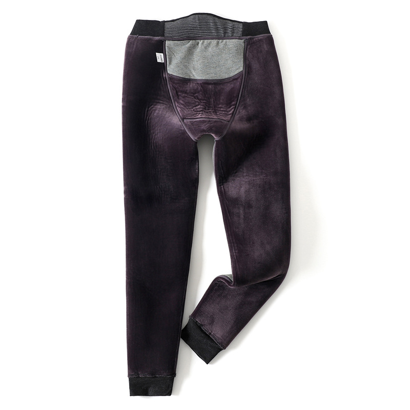 Men's Warm and Hot Velvet Snow Pants Series Fleece Thick Kneecap Mink Fleece Winter Thermal Pants High Waist Cotton-Padded Pants