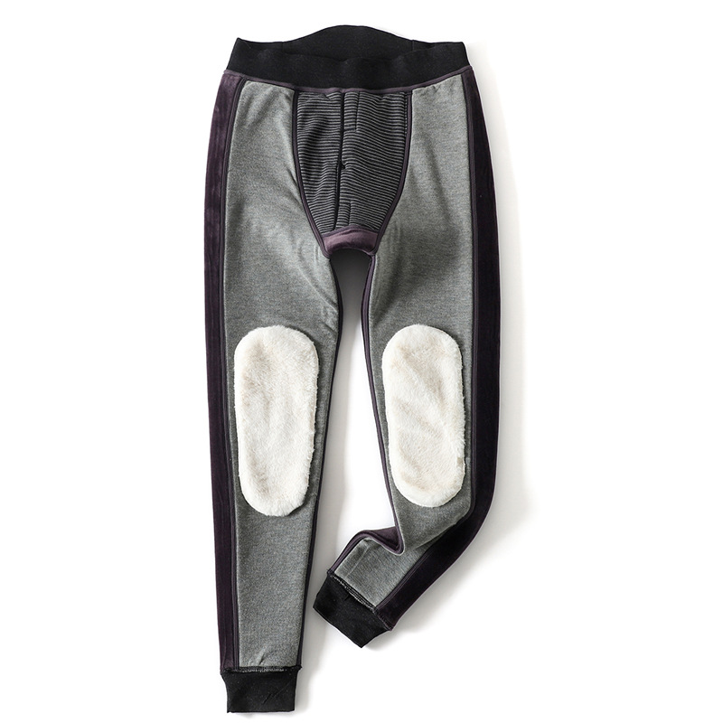 Men's Warm and Hot Velvet Snow Pants Series Fleece Thick Kneecap Mink Fleece Winter Thermal Pants High Waist Cotton-Padded Pants