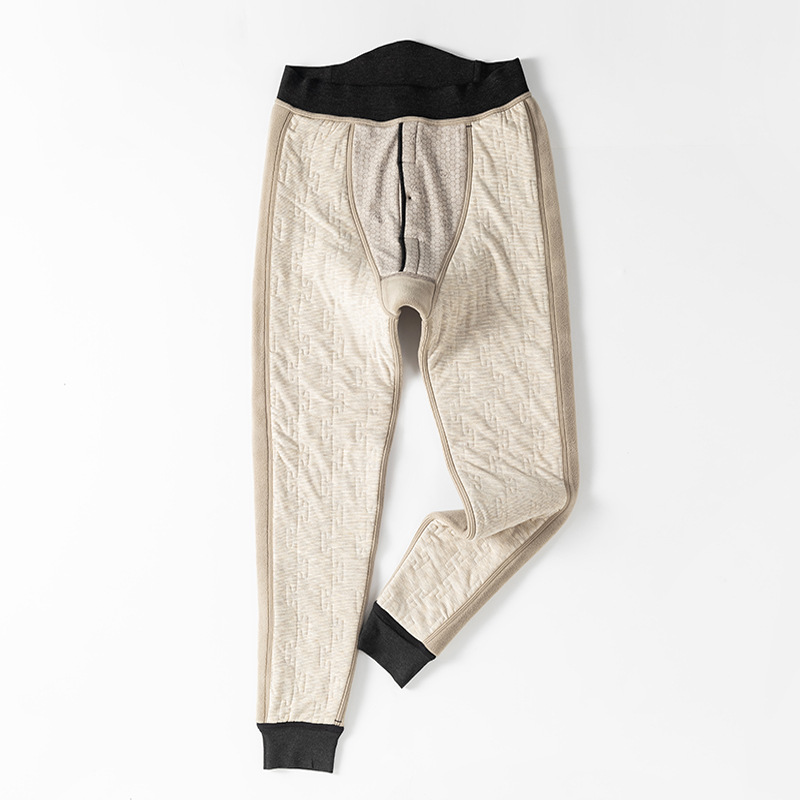 Men's Warm and Hot Velvet Snow Pants Series Fleece Thick Kneecap Mink Fleece Winter Thermal Pants High Waist Cotton-Padded Pants