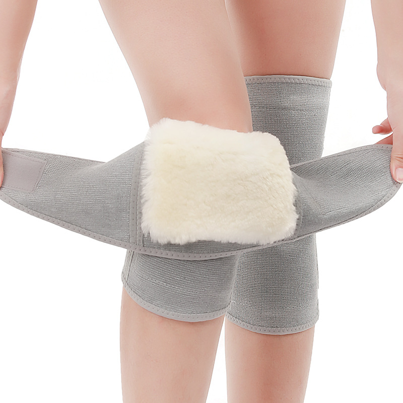 Kneecap Warm Old Cold Leg Wool Kneecap Fur Integrated Men&#039;s Cycling Thickened Fleece-Lined Velcro Fastener Winter Sports Heating