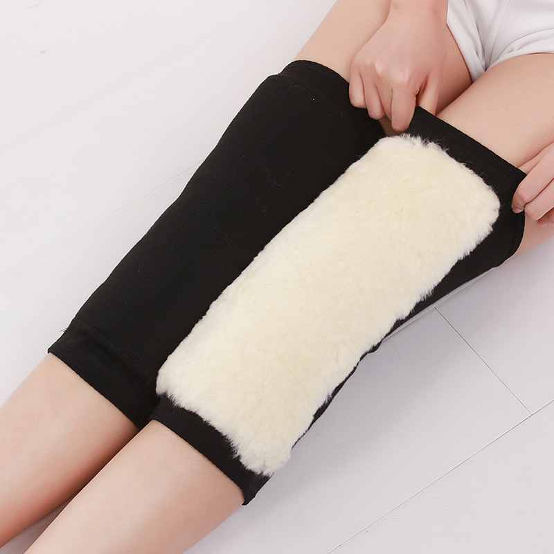Kneecap Warm Old Cold Leg Wool Kneecap Fur Integrated Men&#039;s Cycling Thickened Fleece-Lined Velcro Fastener Winter Sports Heating