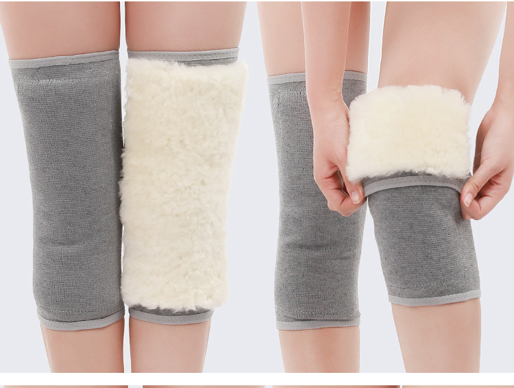 Kneecap Warm Old Cold Leg Wool Kneecap Fur Integrated Men's Cycling Thickened Fleece-Lined Velcro Fastener Winter Sports Heating