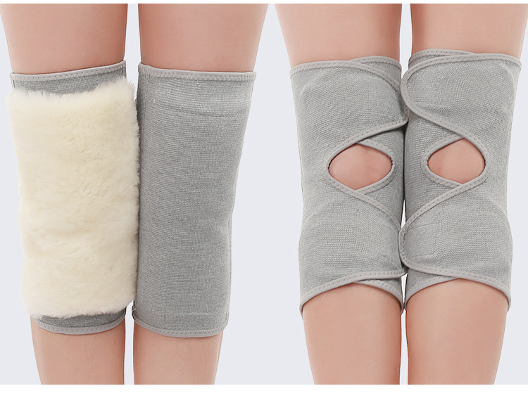 Kneecap Warm Old Cold Leg Wool Kneecap Fur Integrated Men's Cycling Thickened Fleece-Lined Velcro Fastener Winter Sports Heating