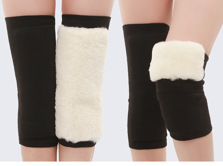 Kneecap Warm Old Cold Leg Wool Kneecap Fur Integrated Men's Cycling Thickened Fleece-Lined Velcro Fastener Winter Sports Heating