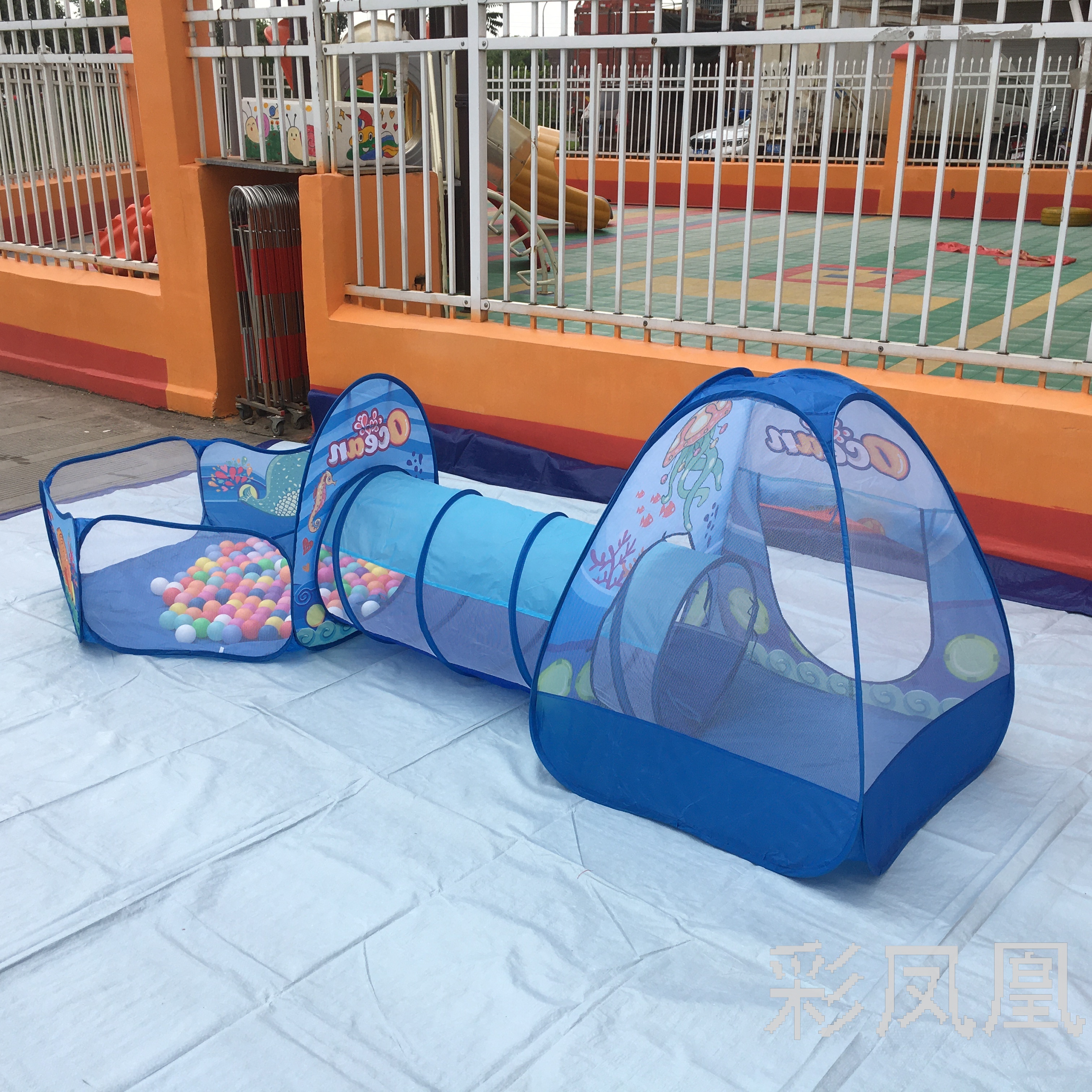 Kids&#039; Playhouse Three-in-One Tent Baby Crawl Tunnel Tent Three-Piece Play House Ocean Ball Pool Wholesale