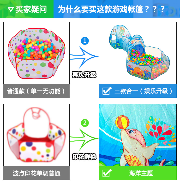 Kids' Playhouse Three-in-One Tent Baby Crawl Tunnel Tent Three-Piece Play House Ocean Ball Pool Wholesale Kids' Playhouse Three-in-One Tent Baby Crawl Tunnel Tent Three-Piece Play House Ocean Ball Pool Wholesale
