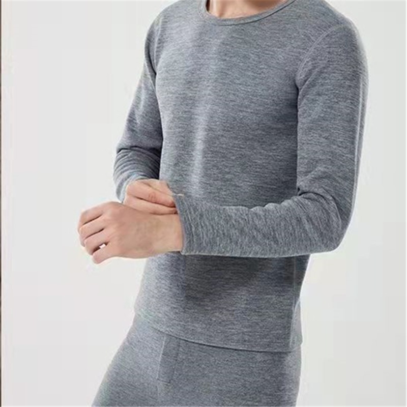New Men&#039;s High-Quality Lambswool Silk and Cotton Thermal Suit Elastin God Long-Lasting Heat Storage plus Velvet Kneecap Underwear