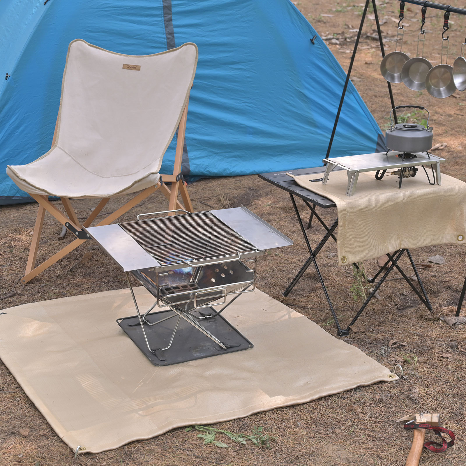 Shanqu Outdoor Picnic Barbecue Flameproof Fabric High Temperature Resistant Glass Fiber Fireproof Floor Mat Picnic Fire-Retardant Cloth Fire Blanket