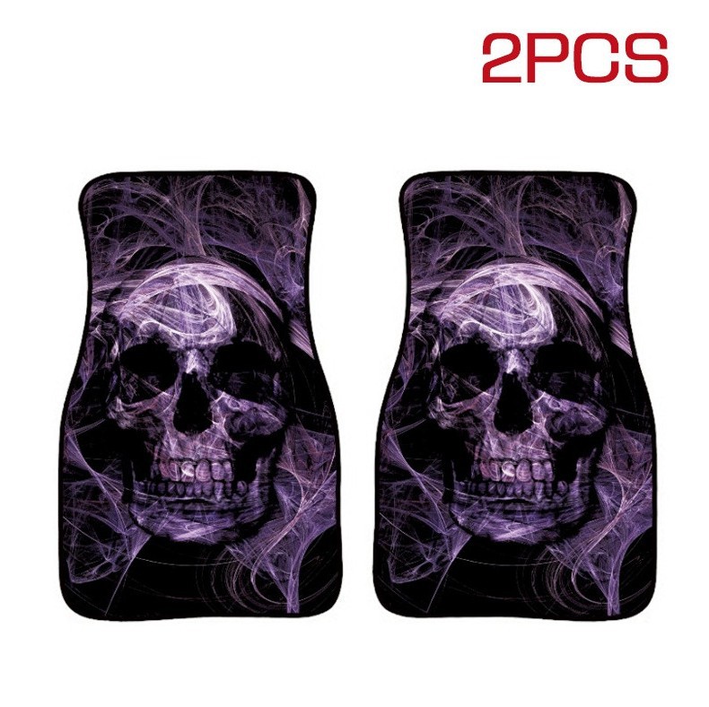 Foreign Trade Purple Smoke Skull Printing Car Supplies Foot Mat Europe and America Cross Border Waterproof Rubber Car Foot Mat 4pcs