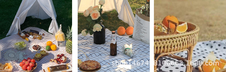 Factory Wholesale New Plaid Picnic Mat Ins Style Picnic Blanket Beach Mat Outdoor Mat Camping Waterproof and Moisture-Proof Liner