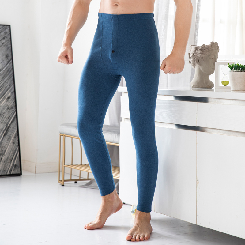 Autumn and Winter New Cationic Kneecap Warm Leggings Men&#039;s High Elastic Anti-Pilling Dralon Long Johns Men plus-Sized