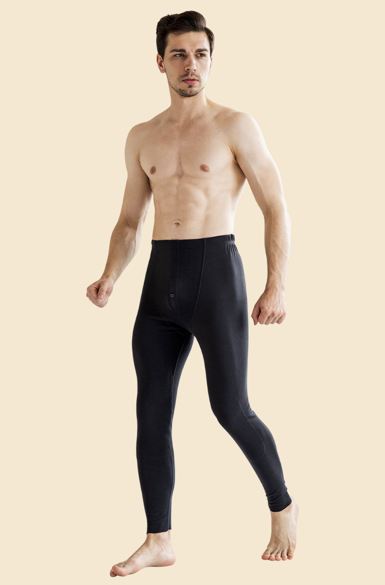 Autumn and Winter New Cationic Kneecap Warm Leggings Men's High Elastic Anti-Pilling Dralon Long Johns Men plus-Sized
