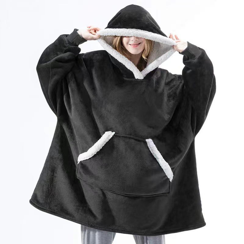 21 New Lazy Pajamas Pullover TV Blanket Outdoor Cold-Proof Clothes Hooded Fleece Thermal Clothes Home Couple Nightgown