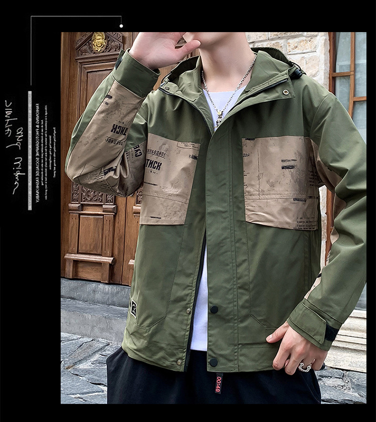 Men's Spring Coat 2021 New Korean Style Slim-Fit Trendy Casual Youth Jacket Men's Clothing Outdoor Work Clothes