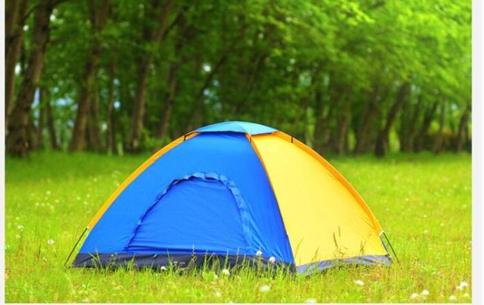 Tent outdoor double single-layer tent non-automatic couple camping tent 3-4 beach camping leisure tent.
