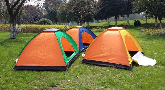 Tent outdoor double single-layer tent non-automatic couple camping tent 3-4 beach camping leisure tent.