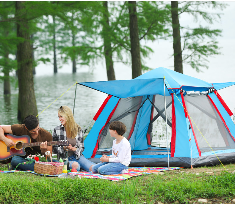Multi-Person Tent Outdoor 3-4 People Automatic Tent Camping Outdoor Supplies Thickened Rain-Proof Camping Tent for 5-8 People