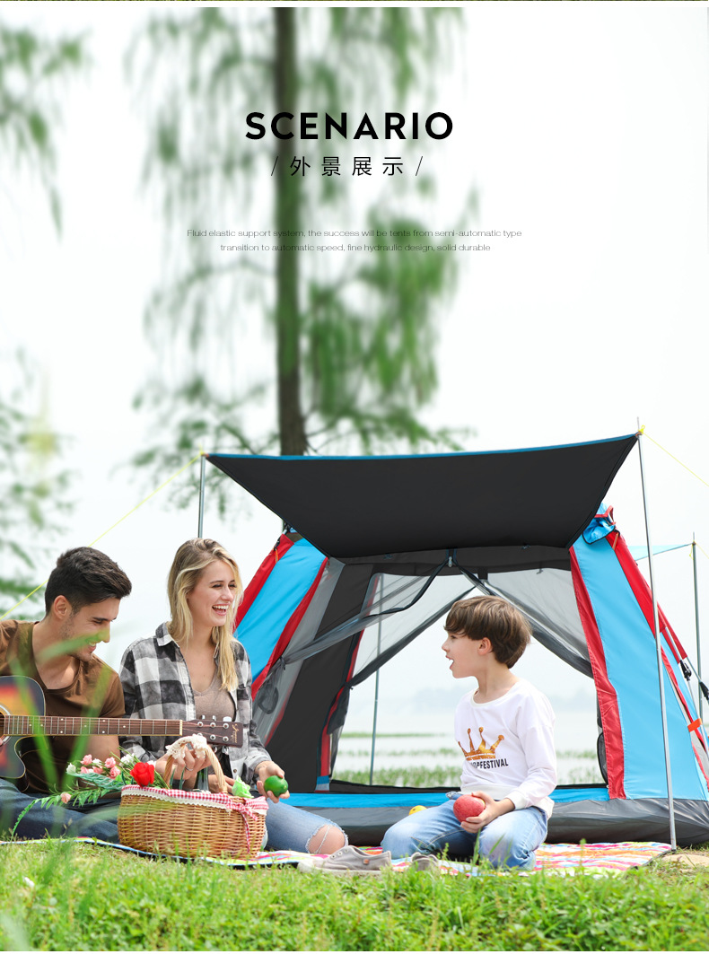 Multi-Person Tent Outdoor 3-4 People Automatic Tent Camping Outdoor Supplies Thickened Rain-Proof Camping Tent for 5-8 People