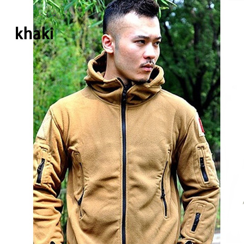Foreign Trade New Men's Outdoor Keep Warm Fleece Sweater Cold-Proof Shell Jacket Solid Color Hooded Jacket Foreign Trade New Men's Outdoor Keep Warm Fleece Sweater Cold-Proof Shell Jacket Solid Color Hooded Jacket