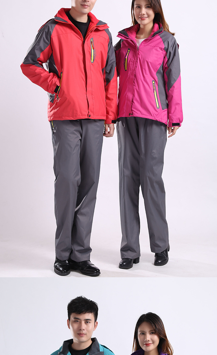 Outdoor Couple Three-in-One Shell Jacket Men's and Women's Detachable Fleece-Lined Thickened Windcheater Mountaineering Clothing Ski Suit Customization Outdoor Couple Three-in-One Shell Jacket Men's and Women's Detachable Fleece-Lined Thickened Windcheater Mountaineering Clothing Ski Suit Customization