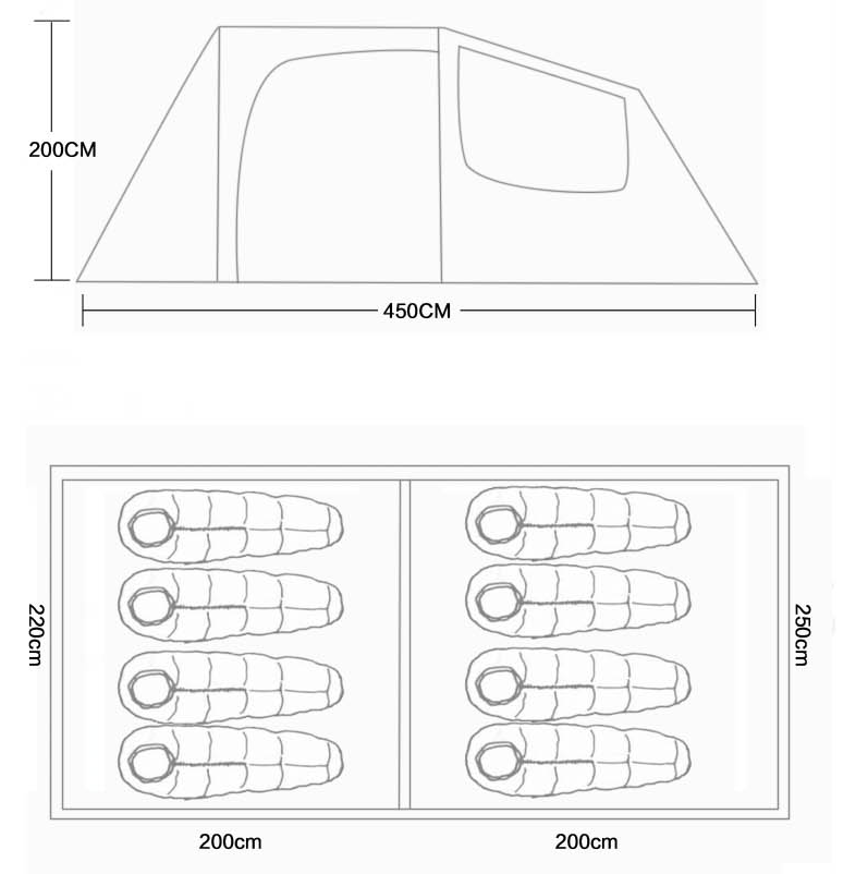 Large Multi-Person Tent Outdoor Double-Layer Water Resistant Tent Mountaineering Camp 6-8 People Tent