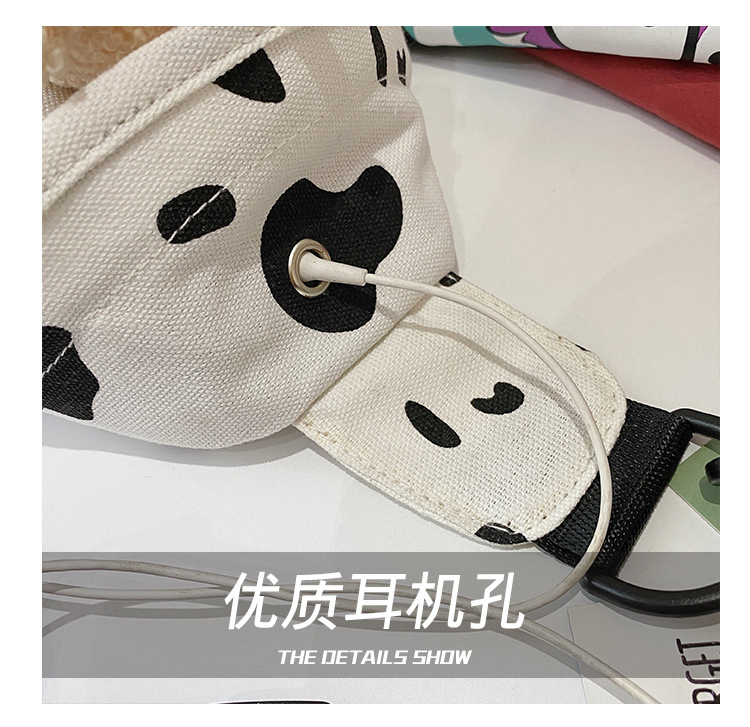 Canvas Bag Women's Japanese Canvas Women's Messenger Bag New Little Bear Canvas Waist Bag Women's Fashionable Ins Sports Style Chest Bag