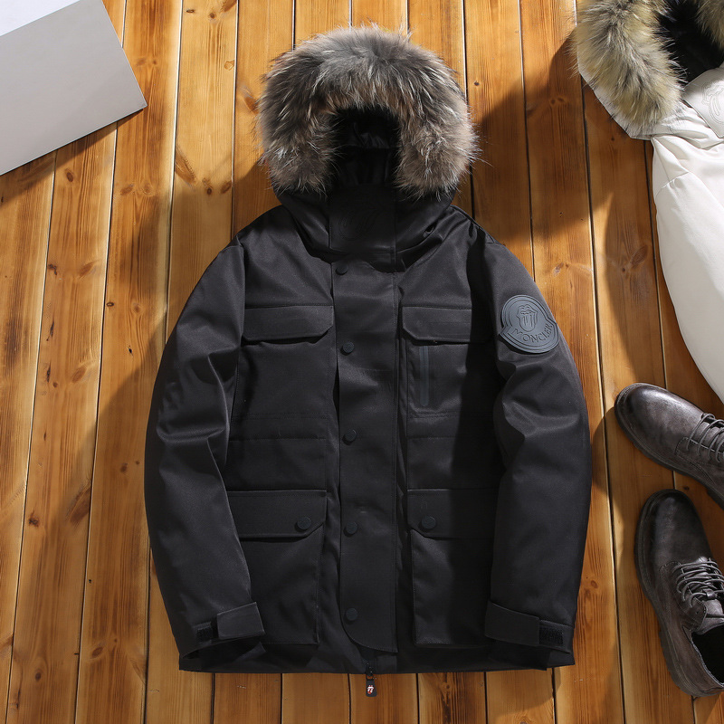 2021 New Men&#039;s down Jacket Outdoor down Jacket Men&#039;s Thicken Big Fur Collar Workwear Trendy Rolling Stone Lickitung Jacket