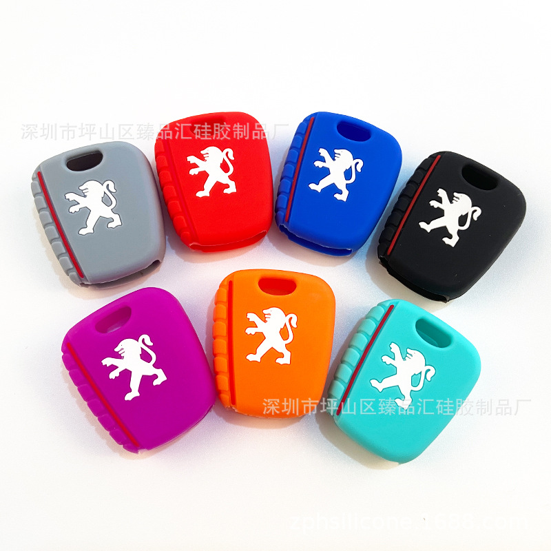 Suitable for Peugeot 206 Straight Key Cover New Wheel Printing Peugeot 2 Key Silicone Key Cover Key Cover Shenzhen Factory Wholesale