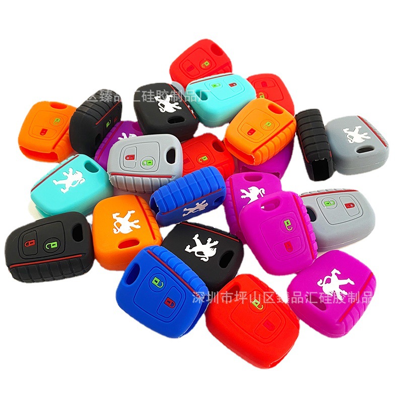 Suitable for Peugeot 206 Straight Key Cover New Wheel Printing Peugeot 2 Key Silicone Key Cover Key Cover Shenzhen Factory Wholesale