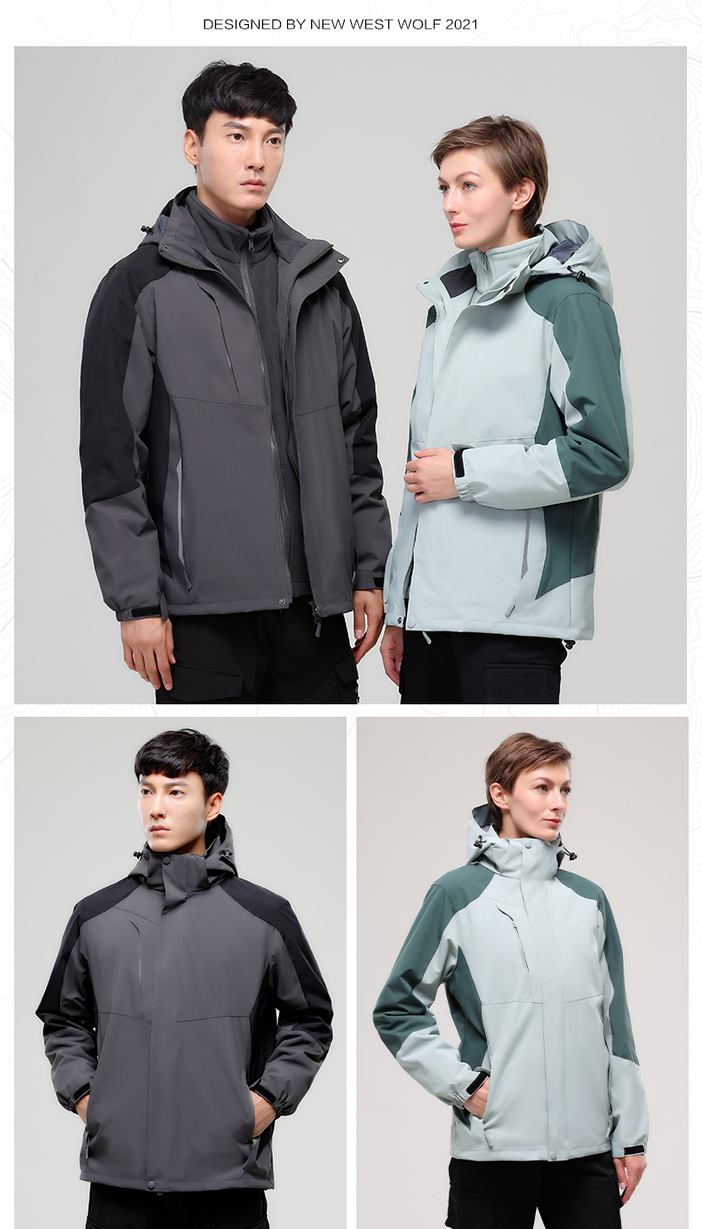 Outdoor Shell Jacket Men's Three-in-One Autumn and Winter Waterproof Coat Women's Work Clothes Printed Logo Coat Outdoor Shell Jacket Men's Three-in-One Autumn and Winter Waterproof Coat Women's Work Clothes Printed Logo Coat