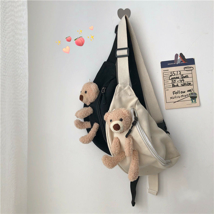 Japanese Style Students All-Matching Ins Crossbody Canvas Chest Bag for Women 2020 New Popular Online Popular Cute Bear Waist Bag Japanese Style Students All-Matching Ins Crossbody Canvas Chest Bag for Women 2020 New Popular Online Popular Cute Bear Waist Bag
