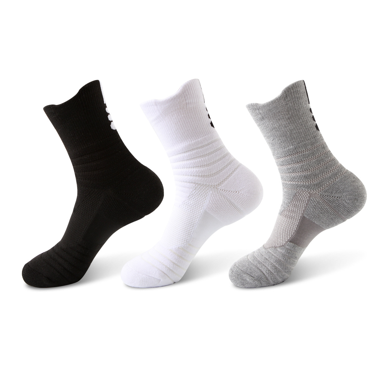 Autumn Men&#039;s Basketball Socks High-Top Thicker Combed Cotton Sports Zhuji Mid-Calf Length Solid Color Cotton Socks Towel Bottom Kneecap