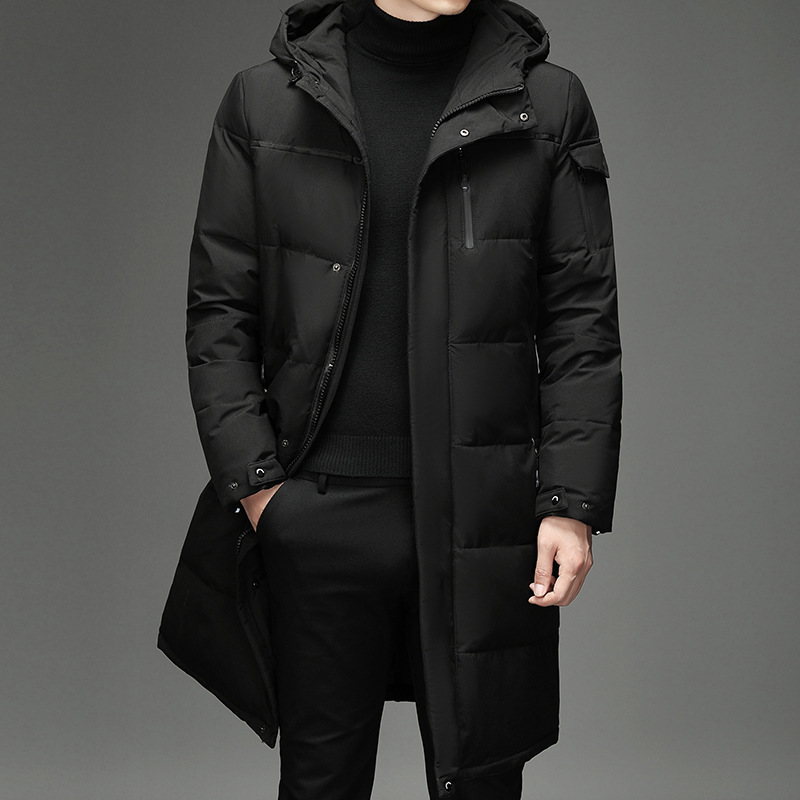 Down Jacket Men&#039;s Coat Dad Wear Long Cross-Border Factory Wholesale Work Clothing Overknee Thickened Middle-Aged and Elderly Outdoor