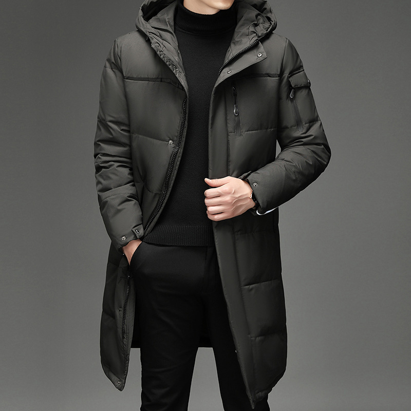 Down Jacket Men&#039;s Coat Dad Wear Long Cross-Border Factory Wholesale Work Clothing Overknee Thickened Middle-Aged and Elderly Outdoor