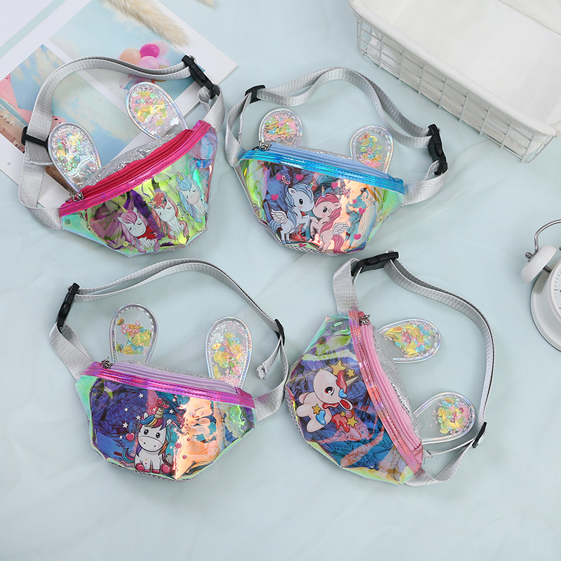 Wholesale New Girls&#039; Shoulder Messenger Bag Ear Quicksand Unicorn Cartoon Cartoon Cute Multi-Color Optional Waist Bag