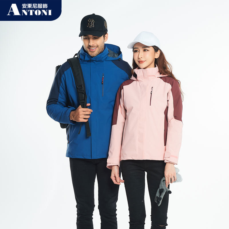 Three-in-One Men&#039;s Jacket Two-Piece Set Outdoor Mountaineering Clothing Couple Warm Coat Women&#039;s Group Embroidery Logo
