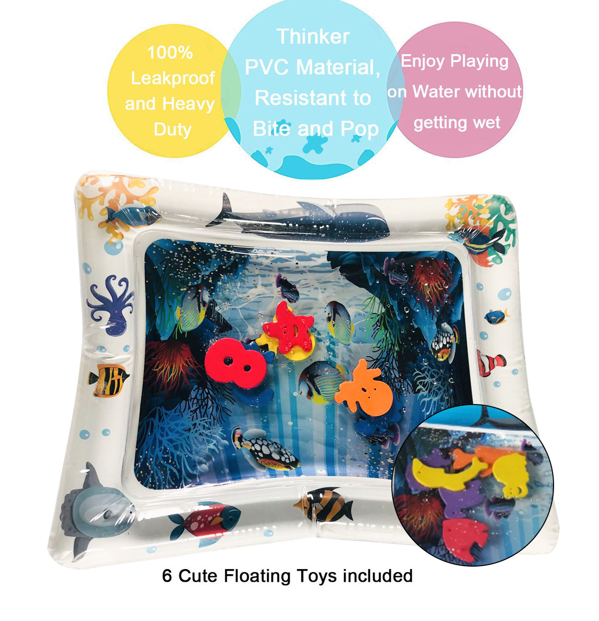 Baby Pat Mat Inflatable Water Mat Marine Life Floor Mat Ice Mat Prone Pat Pad Baby Inflatable Cushion Toy