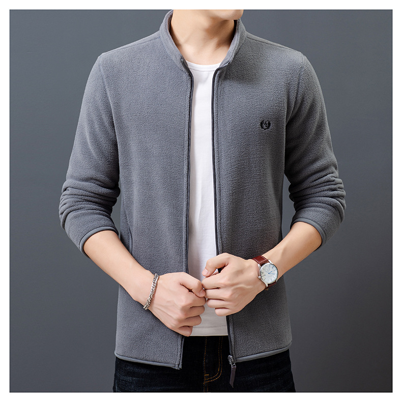 Fleece Sweater Men's Polar Fleece Jacket Men's Coat Outdoor Shell Jacket Liner Spring, Autumn and Winter Double-Sided Thickened Sweater Cardigan