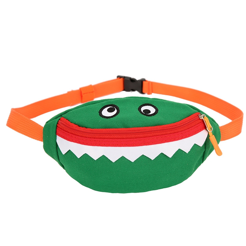 2021 Cartoon Korean Children&#039;s Chest Pack Canvas Embroidered Baby Crossbody Bag Shark Children&#039;s Smiley Waist Bag