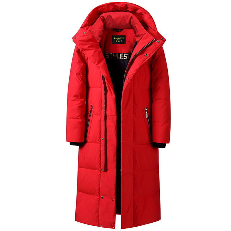 Overknee Long Duck down down Jacket Custom Printed Logo Art Exam National Team Coat Outdoor Cold-Proof Overalls Printing