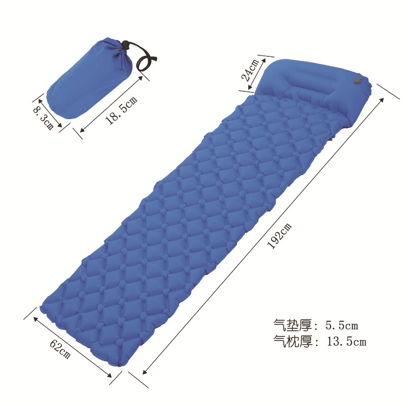 TPU Belt Pillow Rhombus Inflatable Mattress Outdoor Camping Mat Moisture Proof Pad Single Mattress Ultralight Beach Mat Lunch Break Mattress